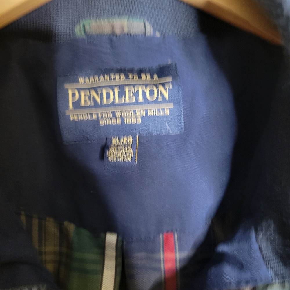 Pendleton Navy Plaid Lined Utility Jacket Size Xl - image 2